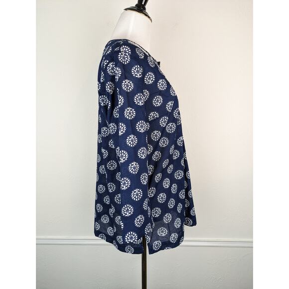 Talbots Top Embroidered Beaded Floral Boho Coastal Cotton Spring Summer Size M - Picture 9 of 13